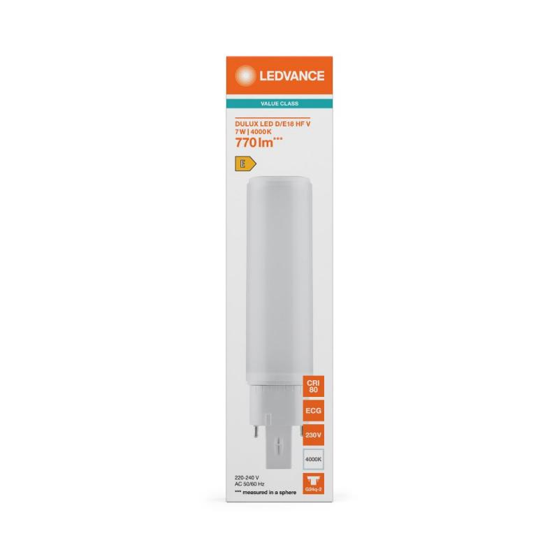 Ledvance DULUX D/E18 HF & AC LED Kompaktlampe 4Pin G24Q-2 7W wie 18W 4000K